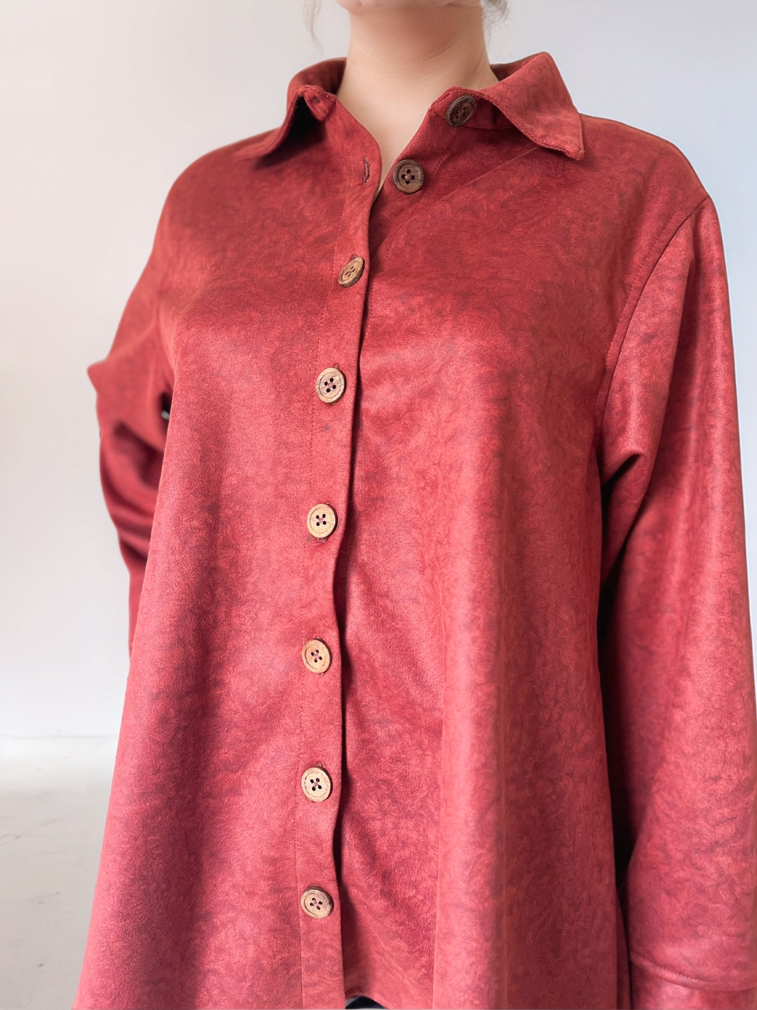 Winter Suede Burnt orange high low shirt