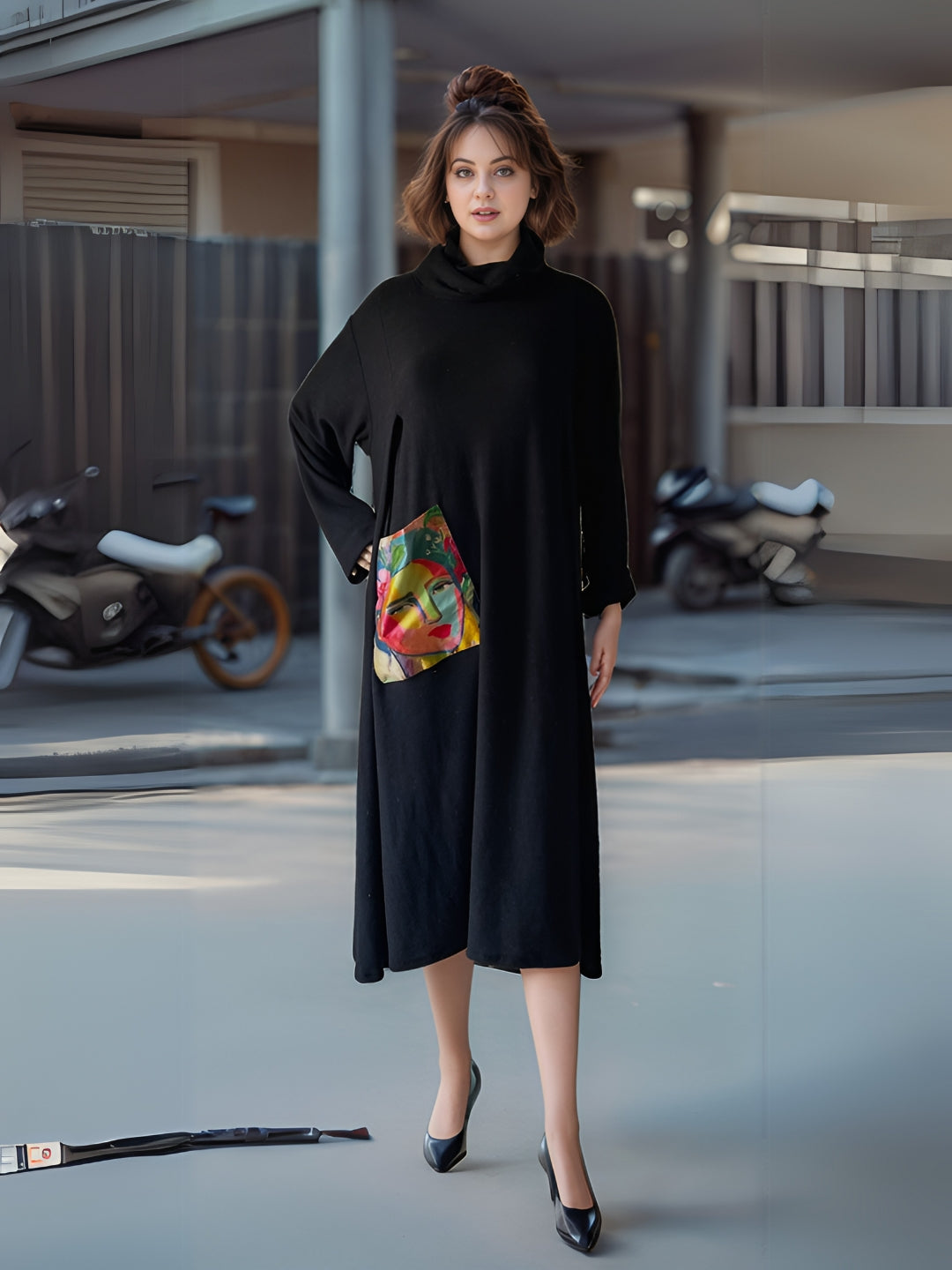 Black Frieda Fleece Dress