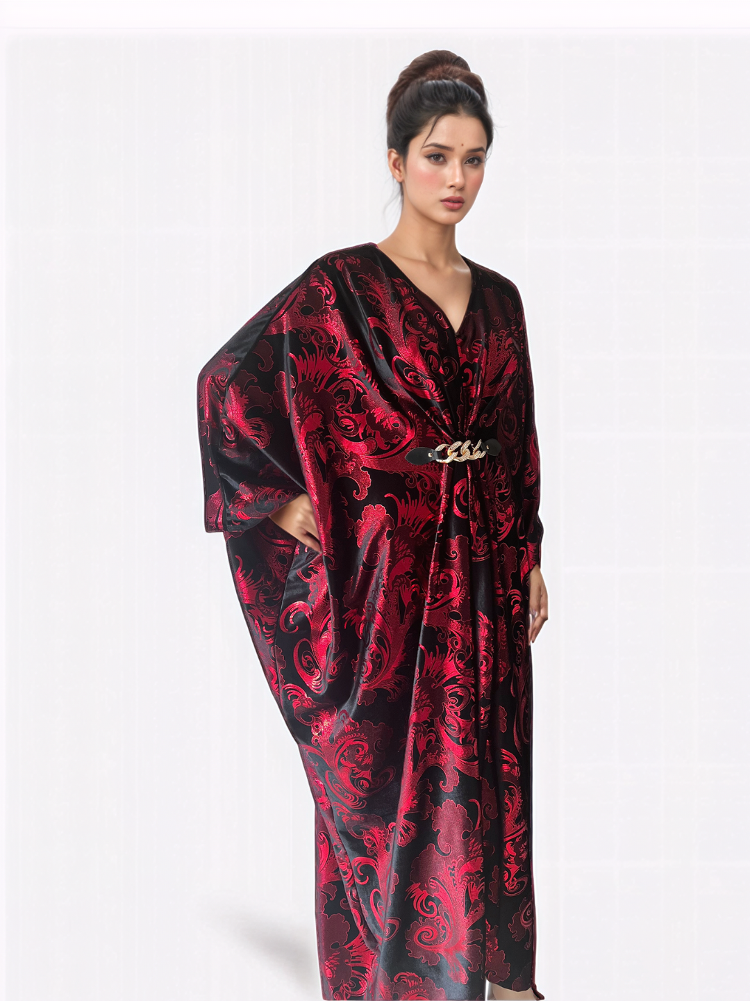 Red and black Velvet Party Gown