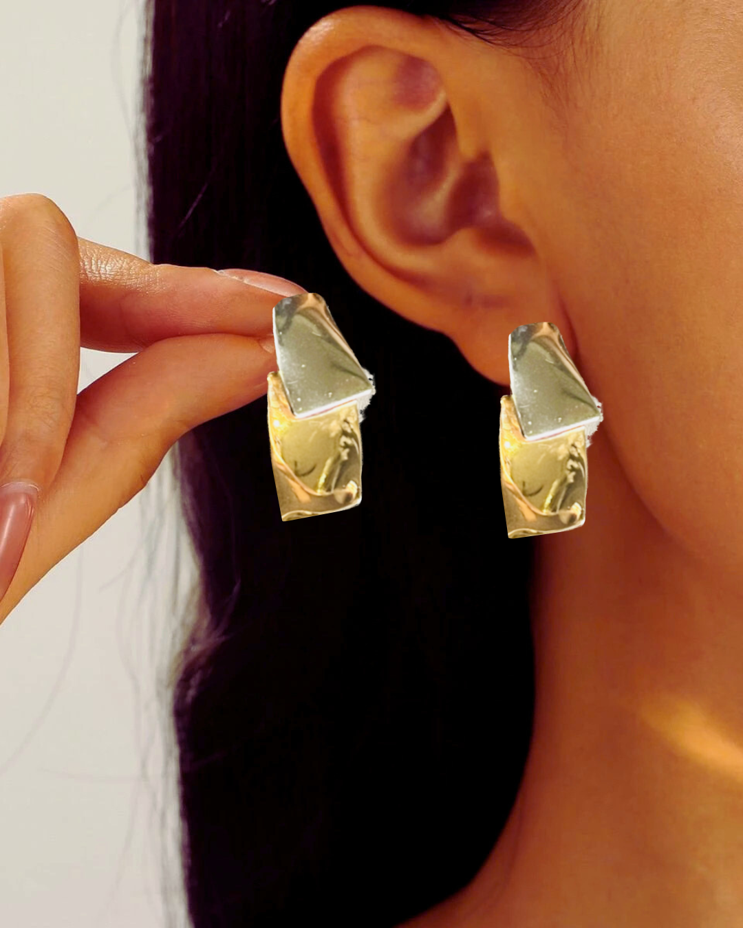 Elegant Two-Tone Abstract Statement Earrings