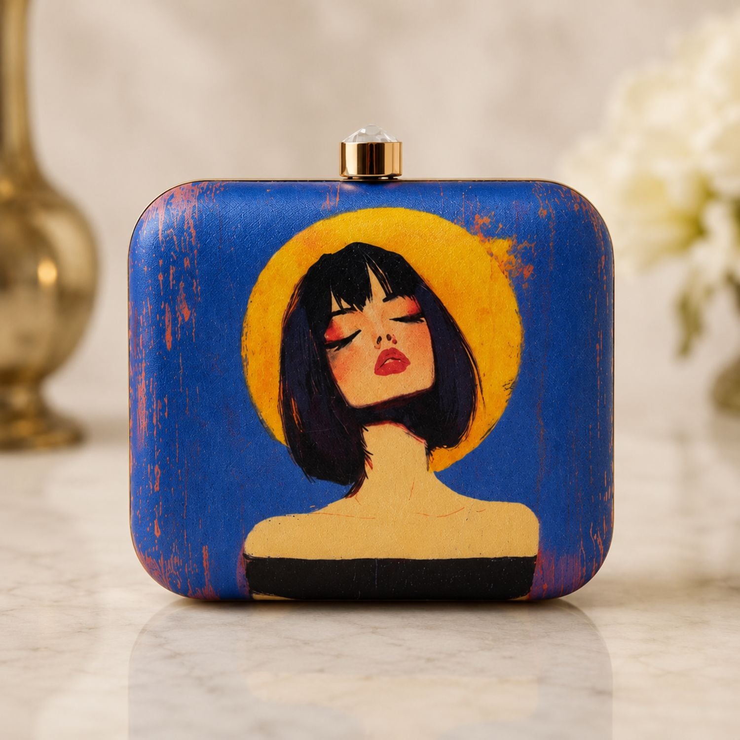 Midnight Muse Printed Box Clutch for Women