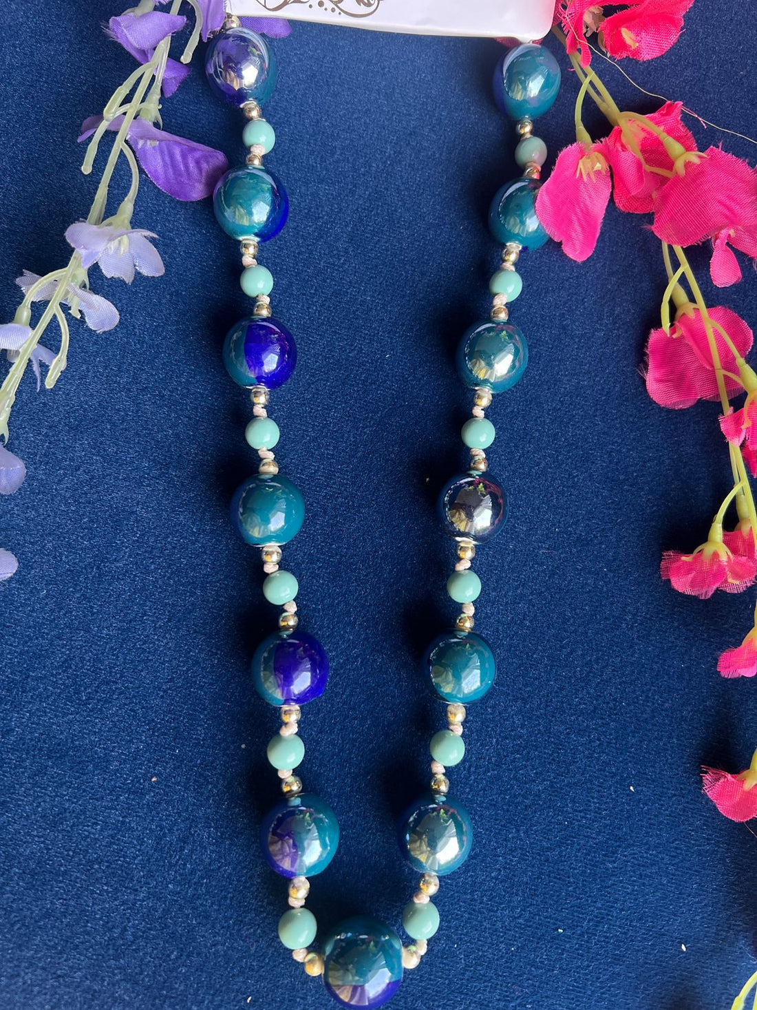 Teal Shades of Pearl Necklace