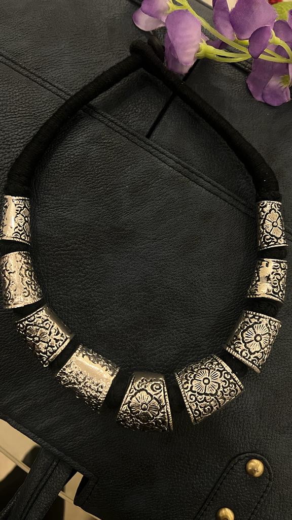 Brass Metal in black thread Necklace