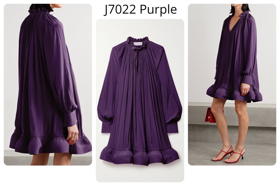 Romantic Ruffled High-Neck Mini Dress: Balloon Sleeve Maroon Babydoll Tunic