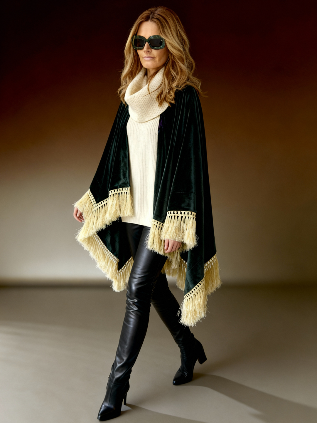 Black Fringe Poncho