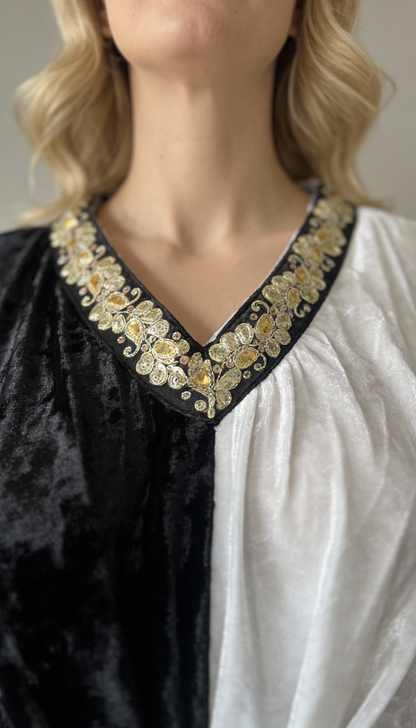 Monochrome Luxe Velvet Dress