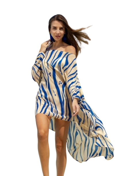 Multicolor Short Length Geometric Printed Free Size Beachwear Dress for Women