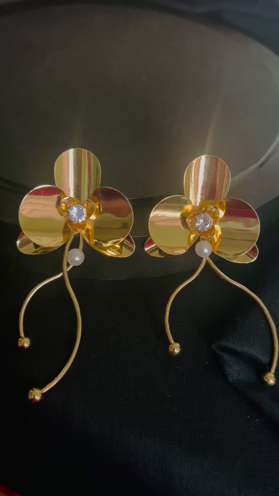 Golden Orchid Elegance Drop Earrings