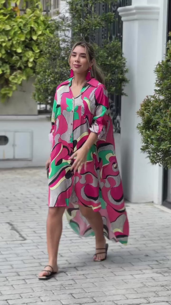 Vibrant Shirt Midi Dress