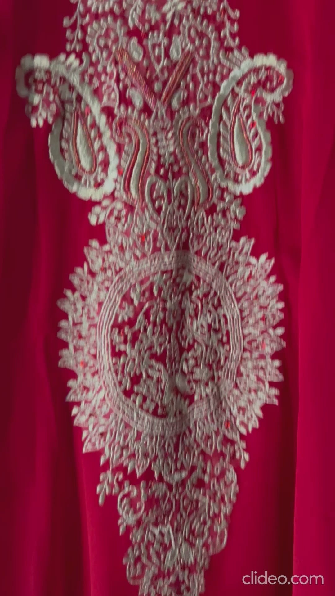 Red Festive Georgette Kaftan with Zari embroidery