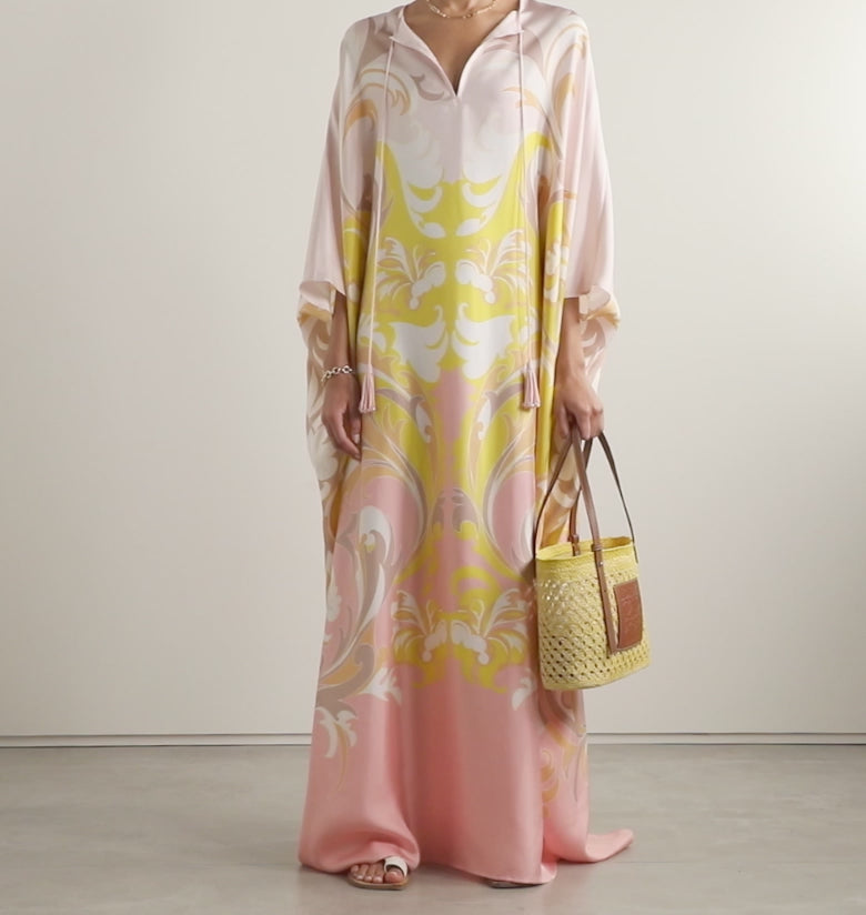 Rorschach Luxe Satin Silk Kaftan Dress