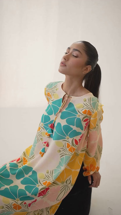 Multicolor Floral Printed Top &amp; Wide-Leg Pants Co-Ord Set