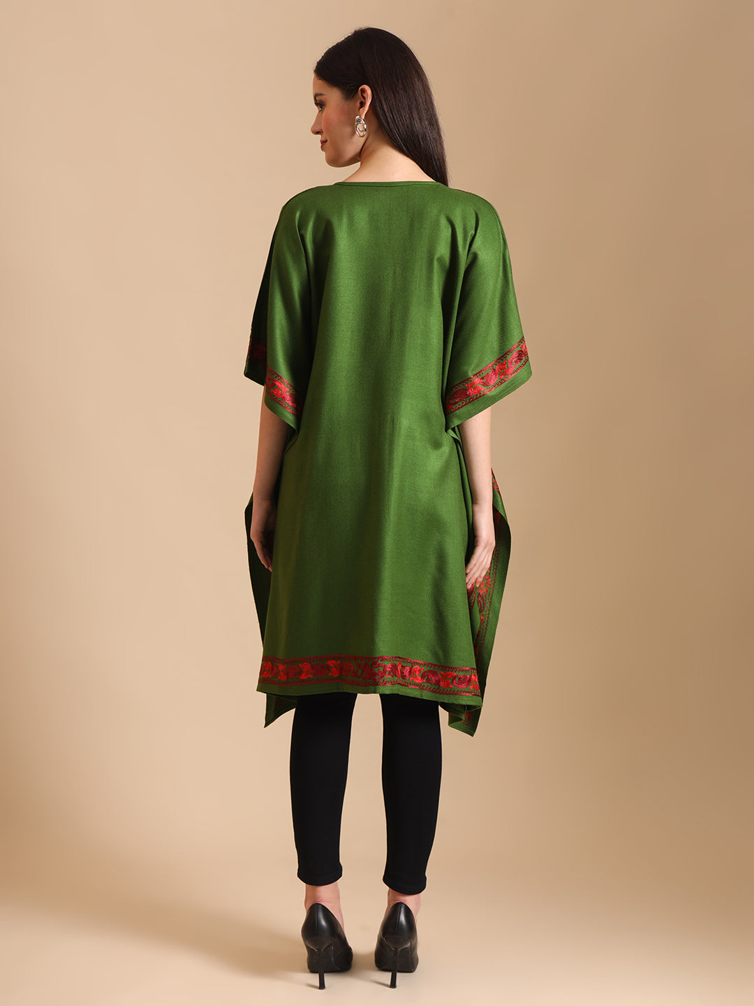 Kashmiri Embroidery Green Pheran Shrug